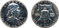 United States ½ Dollar United States Federal republic 1961 ½ Dollar Franklin Half Dollar Silver (.900) (3028244) 12.5g PF KM 199 Schön 200 -