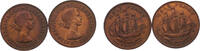 Great Britain ½ Penny Great Britain United Kingdom Elizabeth II ½ Penny 2 Lots, 1st portrait -