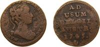 Belgium 1 Liard Belgium Austrian Netherlands Possession 1745 hand 1 Liard / Oord - Maria Theresia Copper Antwerp Mint 3.55g VF KM 1 -