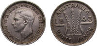Australia 3 Pence Australia Commonwealth George VI 1943 3 Pence 1.4g -