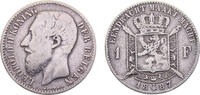 Belgium 1 Franc Belgium Kingdom Leopold II 1887 1 Franc Dutch text 4.8g -