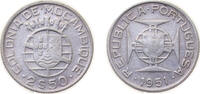 Mozambique 2.50 Escudos Mozambique Portuguese colony 1951 2.50 Escudos Silver (.650) Lisbon Mint (4000000) 3.5g VF KM 68 Schön 12 -