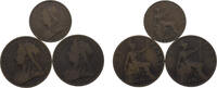 Great Britain ½ Penny &1 Penny Great Britain United Kingdom Victoria ½ Penny &1 Penny 3 Lots, 3rd portrait -