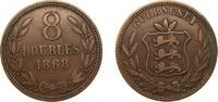 Guernsey 8 Doubles Guernsey British dependency 1868 8 Doubles - Victoria Bronze (60000) 9.6g VF KM 7 Schön 8 -