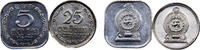 Sri Lanka 5 Cents, 25 Cents Sri Lanka Democratic Socialist Republic 1978 5 Cents, 25 Cents 2 Lots -