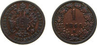 Austria 1 Kreuzer Austria Empire 1860 A 1 Kreuzer - Franz Joseph I Copper Vienna Mint (108817500) 3.15g AU KM 2186 Adamo M4 -