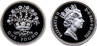 Great Britain 1 Pound Great Britain United Kingdom Elizabeth II 1991 1 Pound Royal Diadem series, Northern Irish Flax -