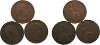 Great Britain 1 Penny Great Britain United Kingdom Edward VII 1 Penny 3 Lots -