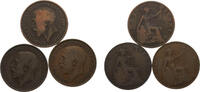 Great Britain 1 Penny Great Britain United Kingdom George V 1 Penny 3 Lots -