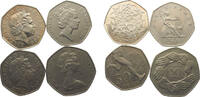 Great Britain 50 Pence Great Britain United Kingdom Elizabeth II 50 Pence 4 Lots -