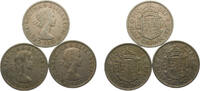 Great Britain ½ Crown Great Britain United Kingdom Elizabeth II 1956-1958 ½ Crown 3 Lots, 1st portrait -