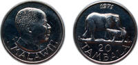 Malawi 20 Tambala Malawi Republic 1971 20 Tambala Copper-nickel (4000) 10.97g BU KM 11 Schön 11 Schön 18 -