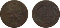 Belgium 5 Centimes Belgium Kingdom 1863 5 Centimes - Léopold I Copper-nickel Brussels mint 3g VF KM21 LABFM-15 -