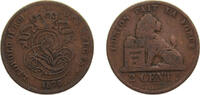 Belgium 2 Centimes Belgium Kingdom 1870 2 Centimes - Léopold II (French text) Copper Brussels mint 4g VF KM35.1 LABFM-10 Schön7 -