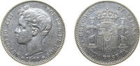 Spain 1 Peseta Spain Kingdom 1900 *19-00 SMV 1 Peseta - Alfonso XIII (3rd portrait) Silver (.835) Madrid Mint (18650000) 5g XF KM706 Cal41 -