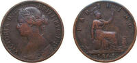 Great Britain 1 Farthing Great Britain 1862 1 Farthing - Victoria (2nd portrait; 1st type) Bronze Royal Mint (Tower Hill) (14336000) 2.83g VF KM747 Sp395 -