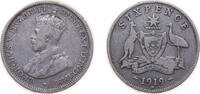 Australia 6 Pence Australia Commonwealth 1919 M 6 Pence - George V Silver (.925) Melbourne Mint (1521000) 2.82g VF KM 25 -