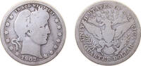United States ¼ Dollar United States Federal republic 1907 D ¼ Dollar Barber Quarter Silver (.900) (.100 copper) Denver Mint (2484000) 6.25g VF KM 11 -
