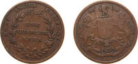 India ¼ Anna India India - British East India Company 1835 ¼ Anna - King William IV & Queen Victoria Copper 6.48g VF KM 446 -