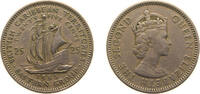 Eastern Caribbean States 25 Cents Eastern Caribbean States 1955 25 Cents - Elizabeth II (1st portrait) Copper-nickel (75% Copper, 25% Nickel) Royal Mint (Tower Hi -