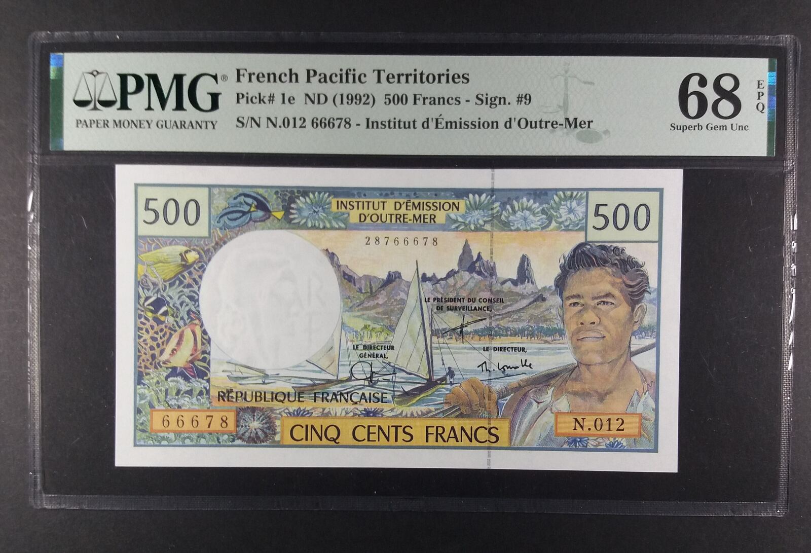 FRENCH PACIFIC TERRITORIES 500 FRANCS 1992 INSTITUT D'EMISSION D'OUTRE