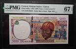 GABON 5000 FRANCS BANQUE DES ETATS DE L'AFRIQUE CENTRALE / CENTRAL AFRICAN STATES. Code Letter L. Super Gem UNCIRCULATED. UNIQUE -