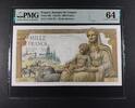 FRANCE 1000 FRANCS 1942-44 FRANCE - BANQUE DE FRANCE. PMG 64 266.62 US$  +  20.96 US$ shipping