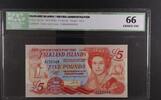 FALKLAND ISLANDS 5 POUNDS 1983 BRITISH ADMINISTRATION ICG 66 126.91 US$  +  20.96 US$ shipping