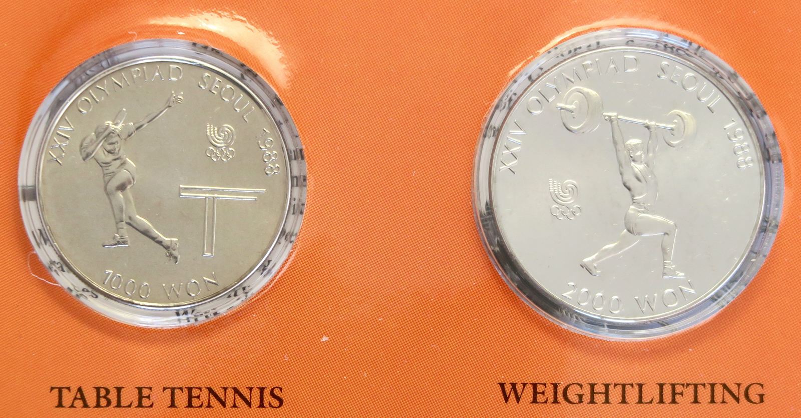 South Korea 1000 & 2000 Won 1988 Seoul Olympics coins BU Русские монеты из  драгоценных