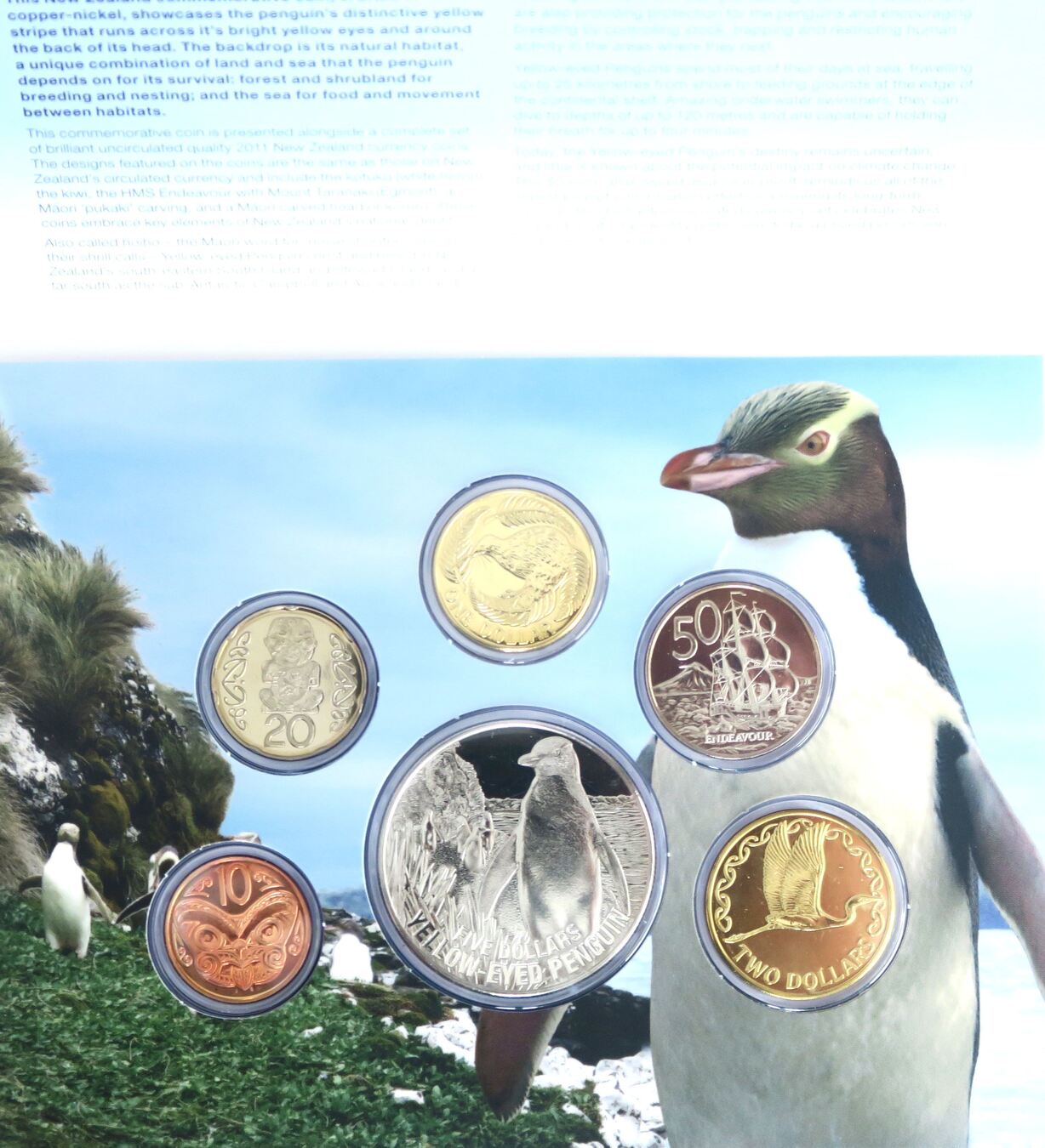 New Zealand 2011 Yellow - Eyed Penguin Brilliant coin set Unc | MA-Shops