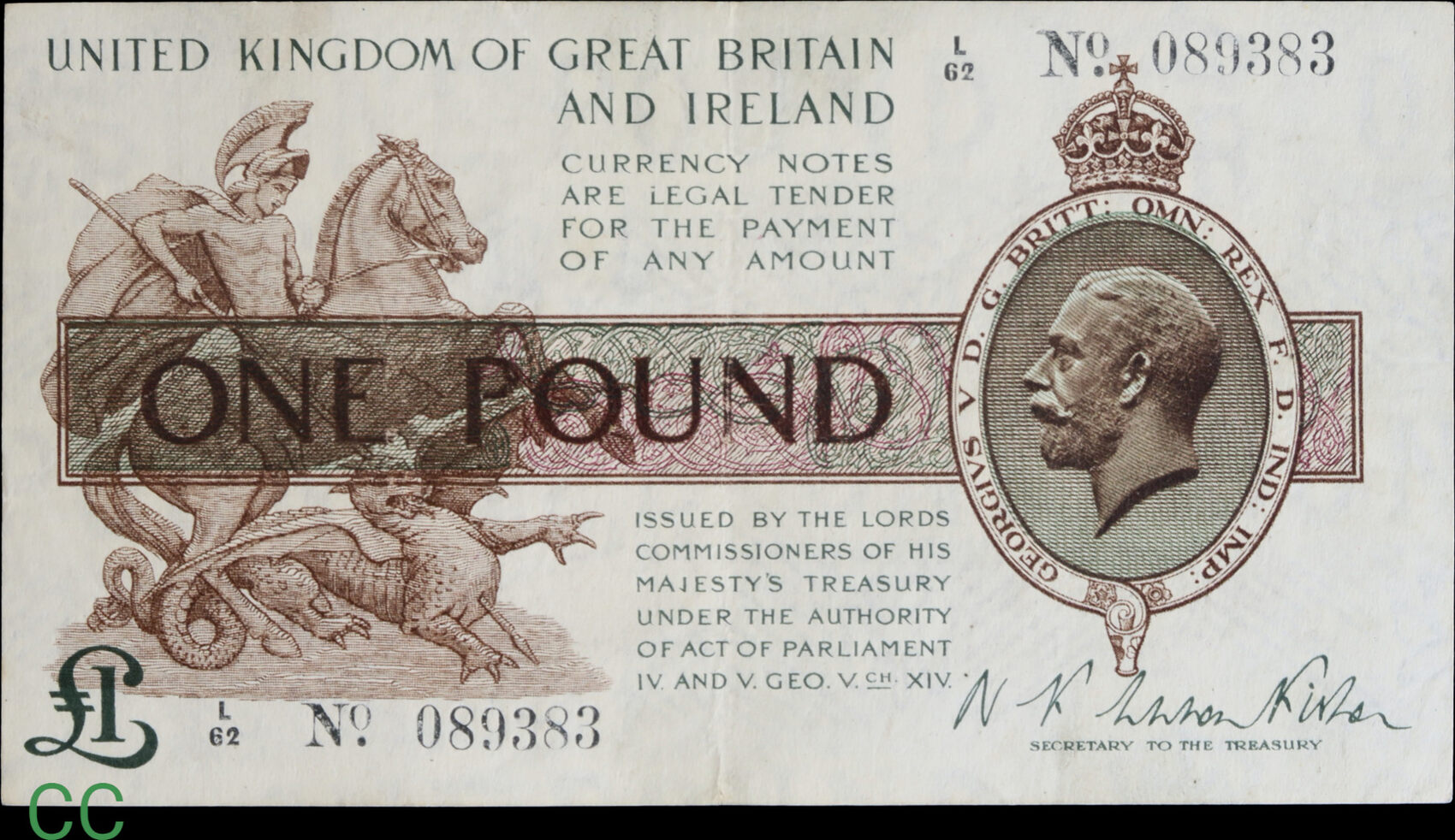 Great Britain Pound 1919 King George V Reign 1910-1936. VF | MA-Shops