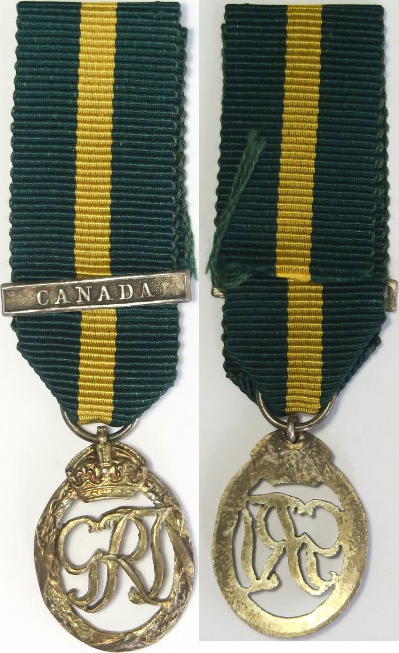 Canada Miniature medal 193652 Canadian Efficiency Decoration EF