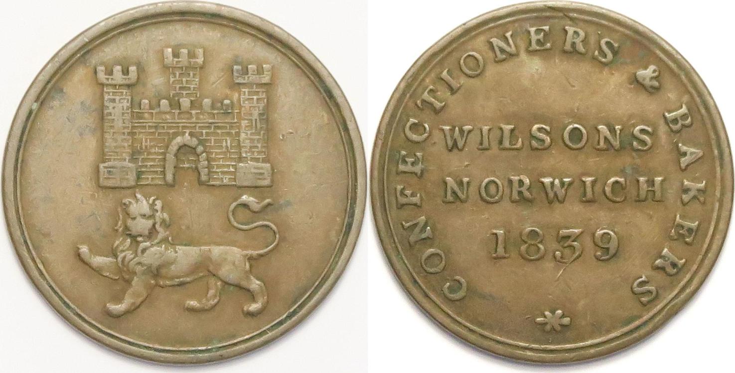 Great Britain Farthing 1839 Wilson's Norwich token VF | MA-Shops