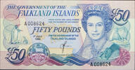 Falkland Islands 50 Pounds 1st October 1990. Low number, (A008624). -
