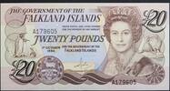 Falklands Islands 20 Pounds Queen Elizabeth II -
