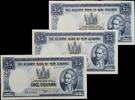 New Zealand 5 Pounds 3 Consecutive numbered notes -