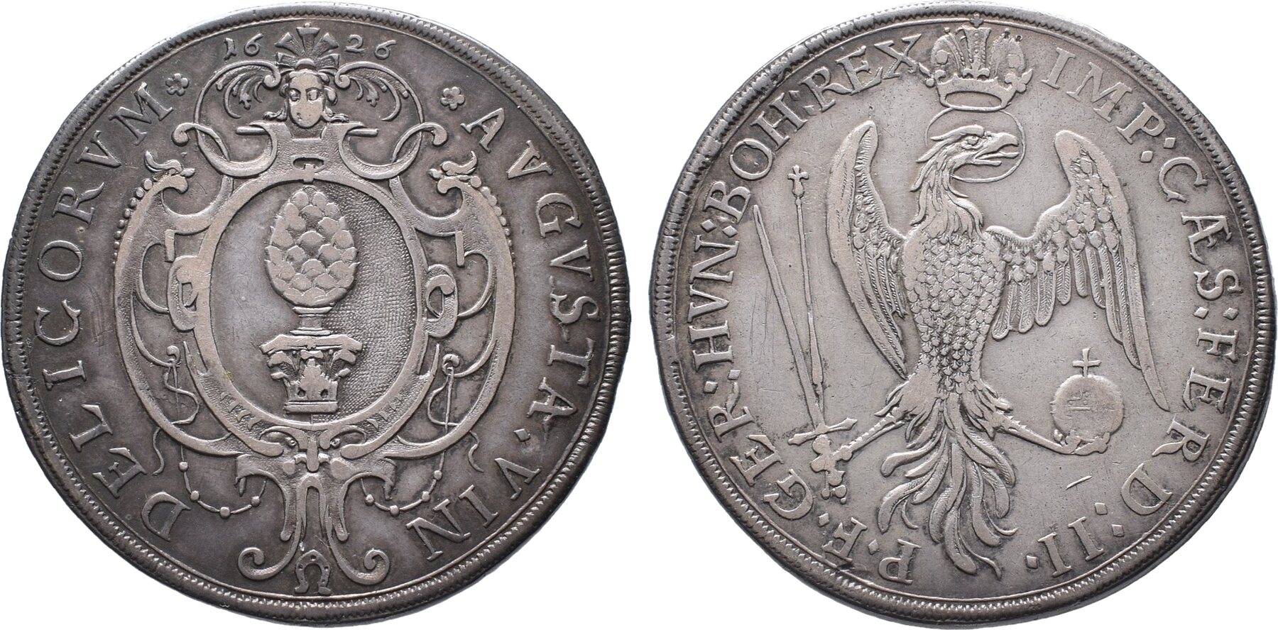 Augsburg Stadt Reichstaler 1626 mit Titel Ferdinands II. Hübsche Patina