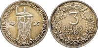Weimarer Republik 3 Reichsmark 1925 A. Rheinlande. Vorzüglich 46.57 US$  +  10.48 US$ shipping