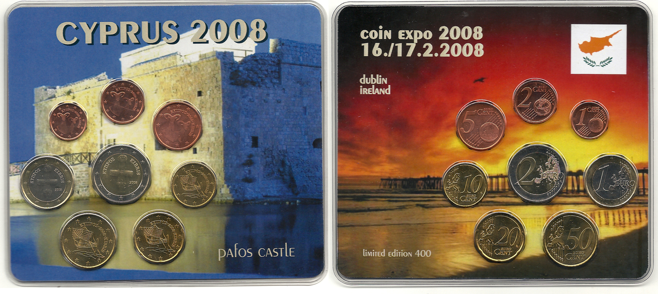3,88 € 2008 CHYPRE, coffret BU spécial "Dublin Coin Expo 16/17.2.08"