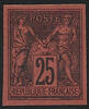 FRANCE 25 c 25 c noir/rouge (II), type SAGE, NON DENTELE, rare !