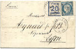 FRANCE Affranchissement mixte Alsace Lorraine + France. Rare !
