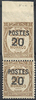 MONACO 20 c 20 c/30c, variété NON DENTELE accidentel, tenant à normal. RARETE !
