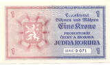 BOHEMIA & MORAVIA 1 Krone / Koruna 1944 Specimen UNC-