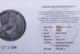 Burkina Faso 1000 Francs CFA Silber 2016 The African Big Five, Rhinoceros, Auflage nur 250 !!! Handgefertigt, Antique Finish, Kapsel + Box + Zertifikat