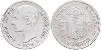 Spanien 1 Peseta Silber Alfonso XII. 1874-1885 -