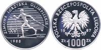 Polen 1000 Zlotych Silberprobe Olympische Winterspiele 1988, Langläufer -