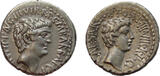 Roman Republic Denarius 40 BC Marc Antony & Octavian. Ephesus. EF . Excellent portraits, high grade XF