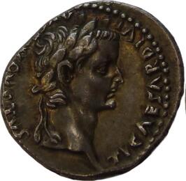Denarius Tiberius , Lugdunum, AD 14-37. XF. Beautiful Style