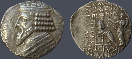 Kings of Parthia  Gotarzes II. Circa AD 44-51. Tetradrachm, Seleukeia on the Tigris mint. XF