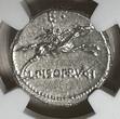 ROMAN REPUBLIC AR Denarius L.C.Piso Frugi, c.90 BC NGC Ch AU NGC Ch AU Strike: 4/5 Surface: 4/5